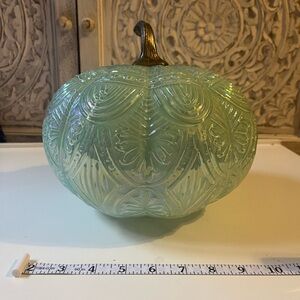 Elegant iridescent Green Glass Pumpkin Decor